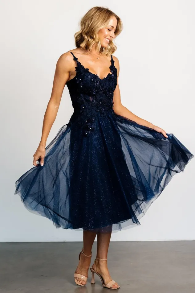 Women Tulle Styles Baltic Born Noelle Shimmer Midi Dress Midnight Blue Women Tulle Styles Baltic Born Noelle Shimmer Midi Dress Midnight Blue