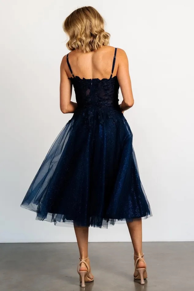 Women Tulle Styles Baltic Born Noelle Shimmer Midi Dress Midnight Blue Women Tulle Styles Baltic Born Noelle Shimmer Midi Dress Midnight Blue