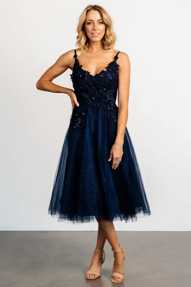 Women Tulle Styles Baltic Born Noelle Shimmer Midi Dress Midnight Blue Women Tulle Styles Baltic Born Noelle Shimmer Midi Dress Midnight Blue