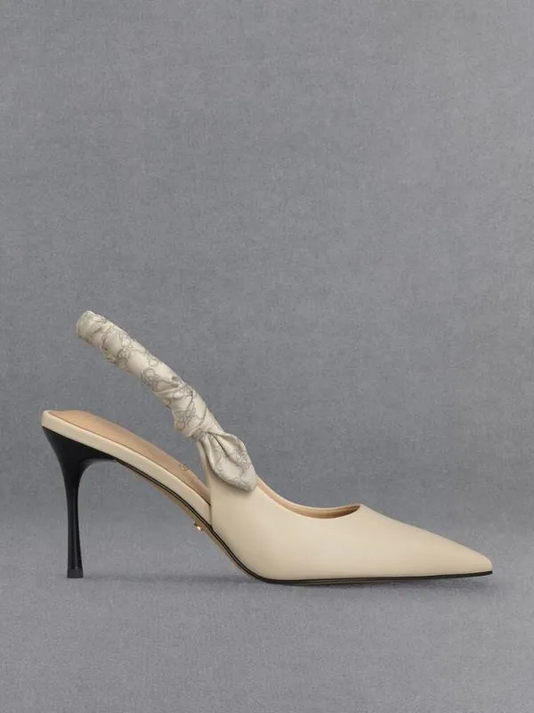 Women Tully Leather Ruched Print Slingback Pumps 8211 Chalk CHARLES and KEITH Heels Women Tully Leather Ruched Print Slingback Pumps 8211 Chalk CHARLES and KEITH Heels