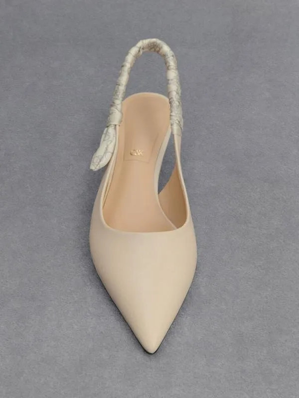 Women Tully Leather Ruched Print Slingback Pumps 8211 Chalk CHARLES and KEITH Heels