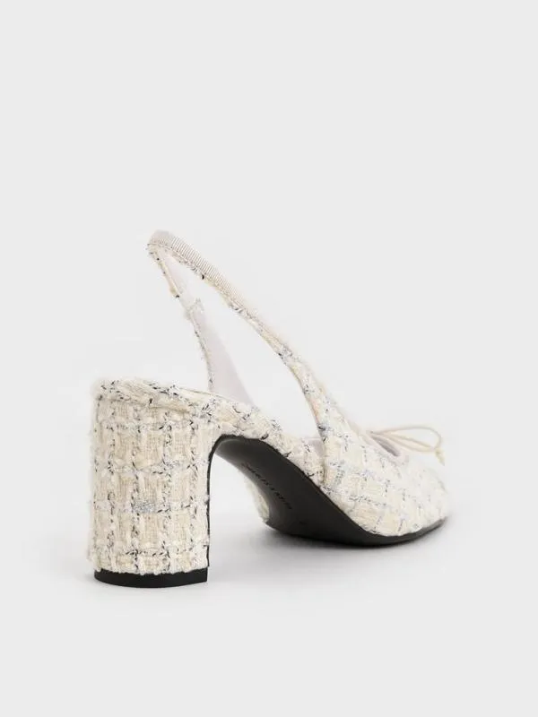 Women Tweed Bow CapToe Slingback Pumps 8211 Multi CHARLES and KEITH Heels