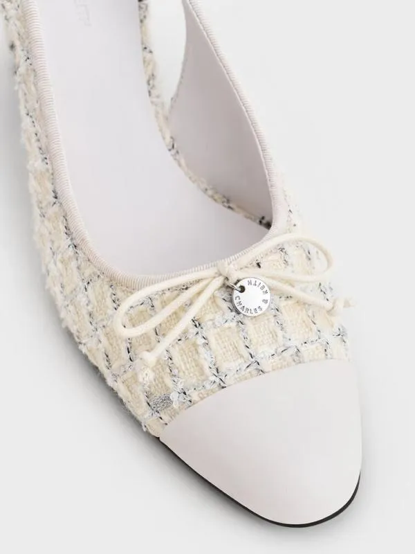 Women Tweed Bow CapToe Slingback Pumps 8211 Multi CHARLES and KEITH Heels
