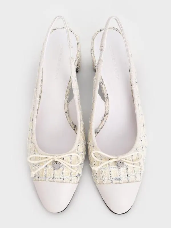 Women Tweed Bow CapToe Slingback Pumps 8211 Multi CHARLES and KEITH Heels