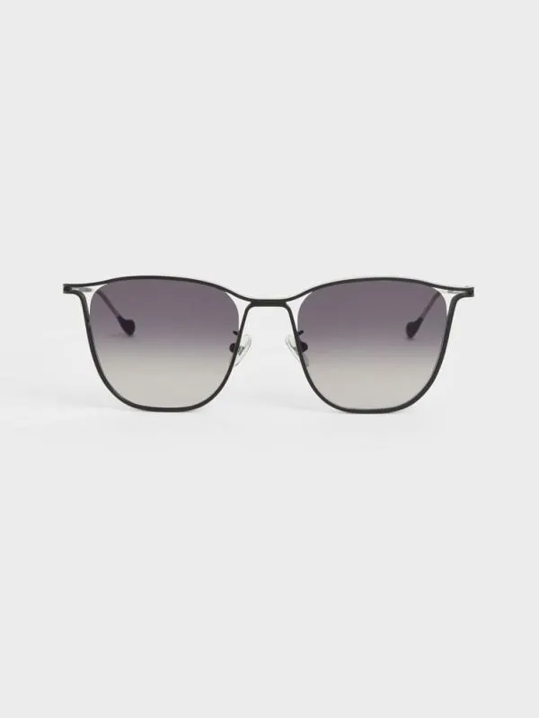 Women TwoTone Wire Frame Butterfly Sunglasses 8211 Black CHARLES and KEITH Butterfly