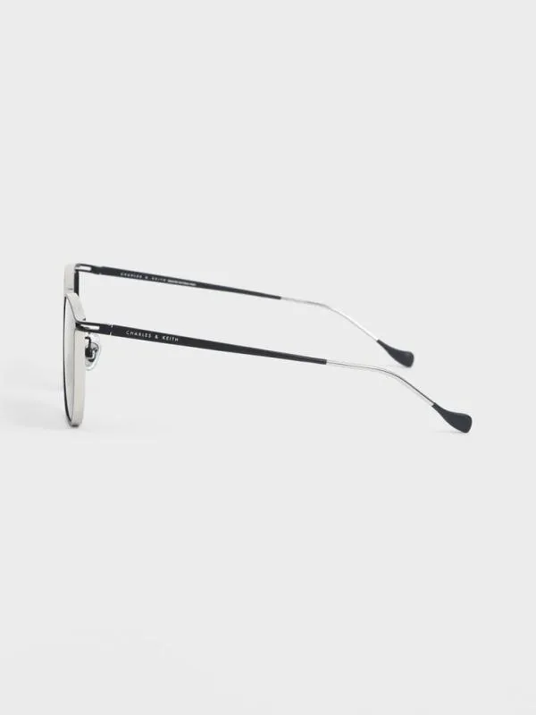 Women TwoTone Wire Frame Butterfly Sunglasses 8211 Black CHARLES and KEITH Butterfly