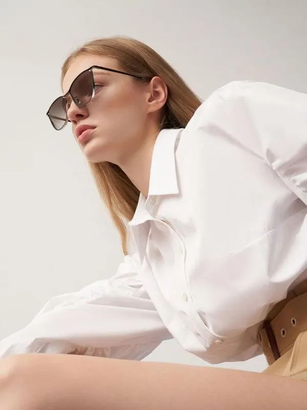 Women TwoTone Wire Frame Butterfly Sunglasses 8211 Black CHARLES and KEITH Butterfly