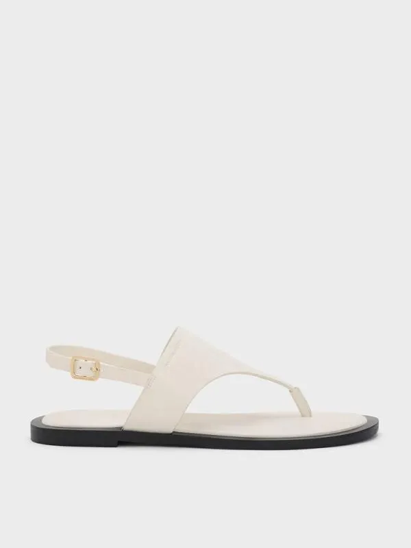 Women VStrap Slingback Thong Sandals 8211 Chalk CHARLES and KEITH Sandals