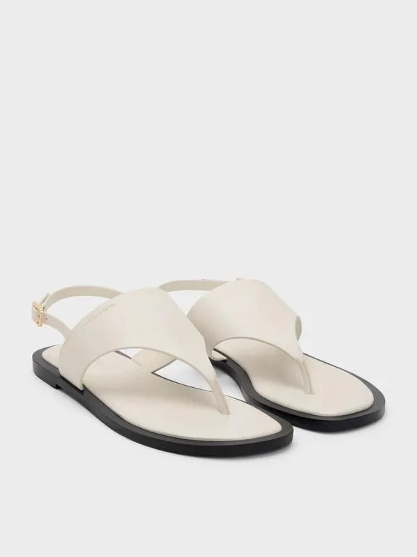 Women VStrap Slingback Thong Sandals 8211 Chalk CHARLES and KEITH Sandals