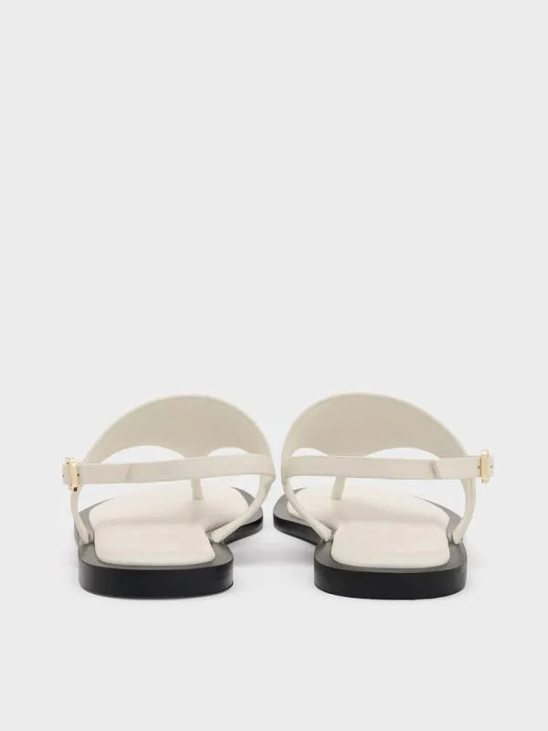 Women VStrap Slingback Thong Sandals 8211 Chalk CHARLES and KEITH Sandals
