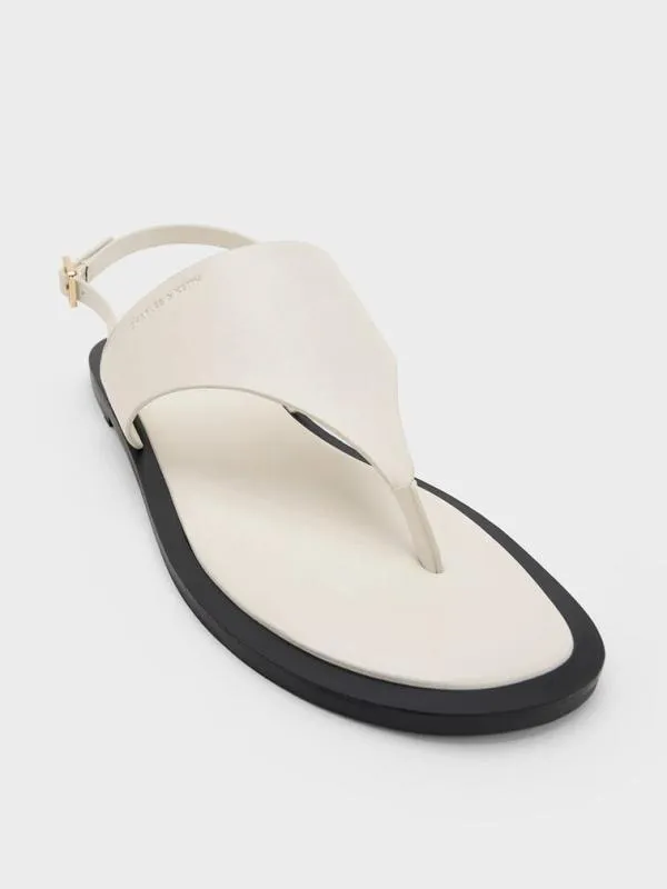 Women VStrap Slingback Thong Sandals 8211 Chalk CHARLES and KEITH Sandals