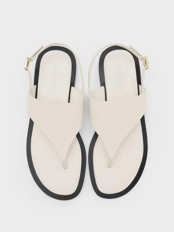 Women VStrap Slingback Thong Sandals 8211 Chalk CHARLES and KEITH Sandals
