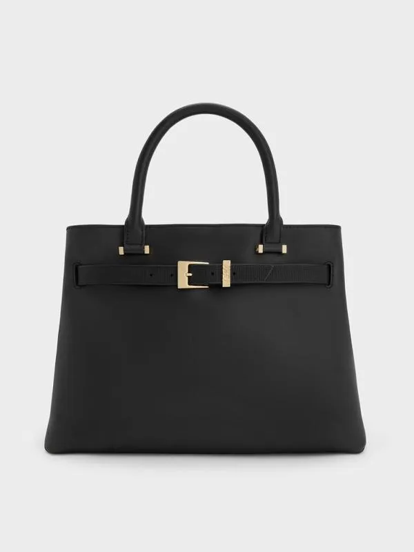 Women Voyager Leather Belted Trapeze Tote Bag 8211 Black CHARLES and KEITH Crossbody Bags Women Voyager Leather Belted Trapeze Tote Bag 8211 Black CHARLES and KEITH Crossbody Bags
