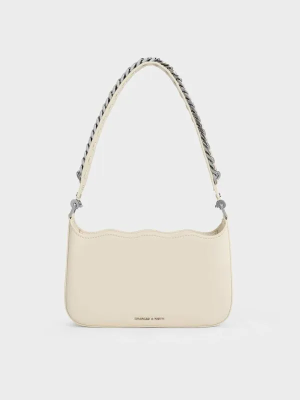 Women Wavy Braided ChainLink Shoulder Bag 8211 Chalk CHARLES and KEITH Shoulder Bags Women Wavy Braided ChainLink Shoulder Bag 8211 Chalk CHARLES and KEITH Shoulder Bags