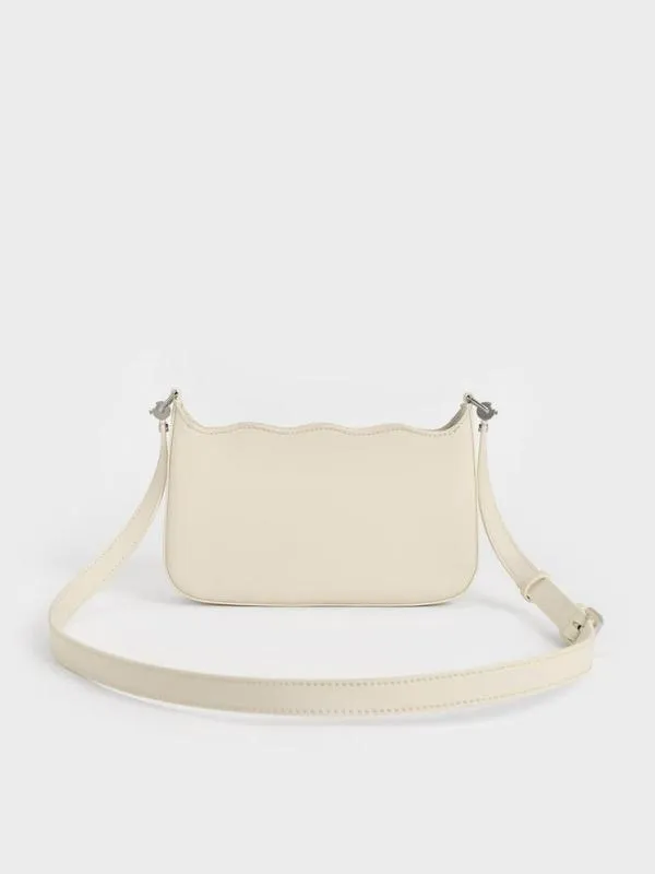 Women Wavy Braided ChainLink Shoulder Bag 8211 Chalk CHARLES and KEITH Shoulder Bags