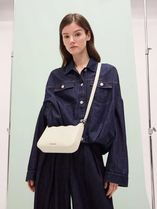 Women Wavy Braided ChainLink Shoulder Bag 8211 Chalk CHARLES and KEITH Shoulder Bags