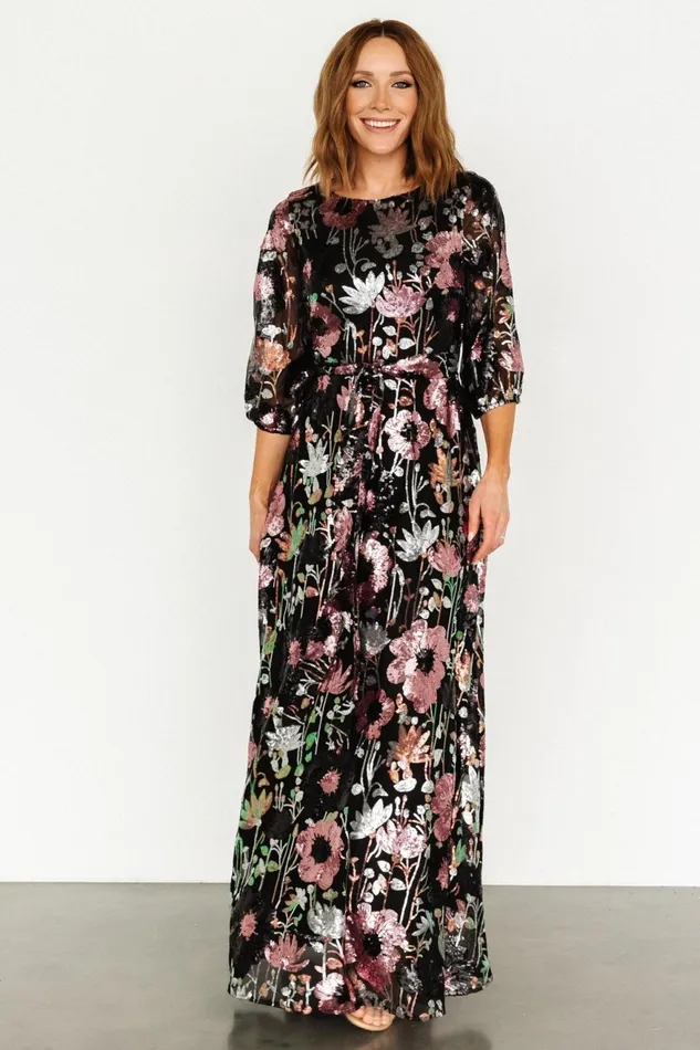 Women Wedding Guest Baltic Born Destiny Sequin Maxi Dress Black Multi Women Wedding Guest Baltic Born Destiny Sequin Maxi Dress Black Multi