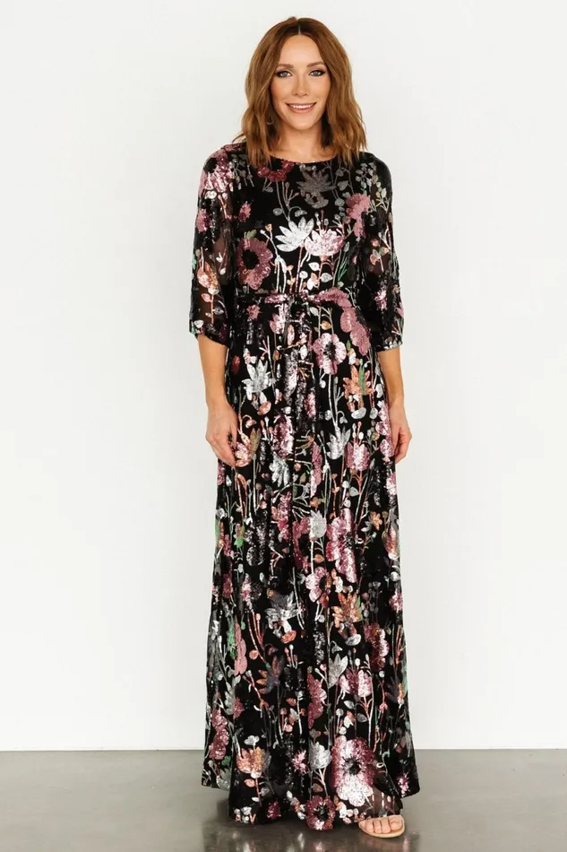 Women Wedding Guest Baltic Born Destiny Sequin Maxi Dress Black Multi Women Wedding Guest Baltic Born Destiny Sequin Maxi Dress Black Multi