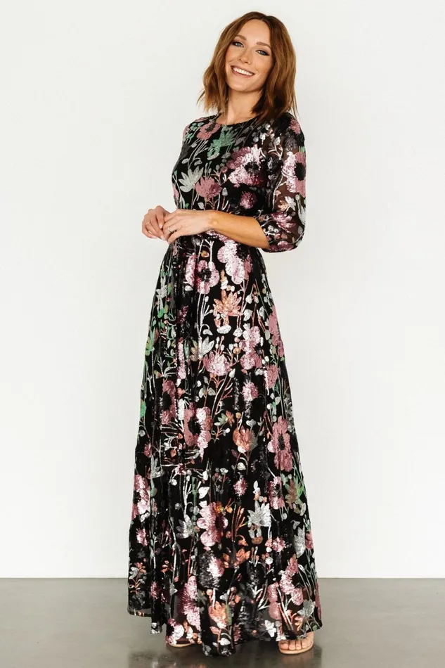 Women Wedding Guest Baltic Born Destiny Sequin Maxi Dress Black Multi Women Wedding Guest Baltic Born Destiny Sequin Maxi Dress Black Multi