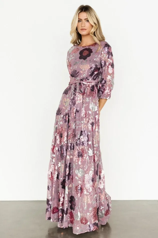 Women Wedding Guest Baltic Born Destiny Sequin Maxi Dress Lilac Floral Women Wedding Guest Baltic Born Destiny Sequin Maxi Dress Lilac Floral