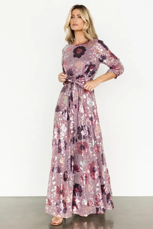 Women Wedding Guest Baltic Born Destiny Sequin Maxi Dress Lilac Floral Women Wedding Guest Baltic Born Destiny Sequin Maxi Dress Lilac Floral