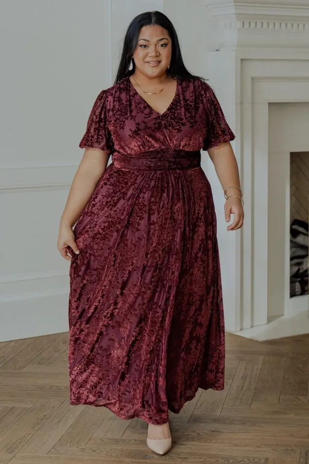 Women Wedding Guest Baltic Born Leslie Velvet Maxi Dress Mulberry