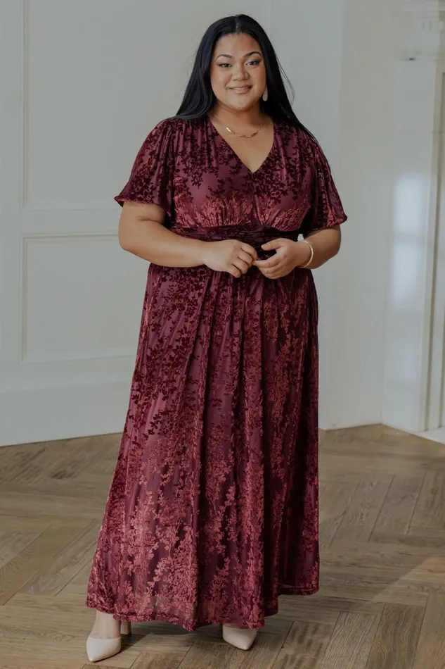 Women Wedding Guest Baltic Born Leslie Velvet Maxi Dress Mulberry