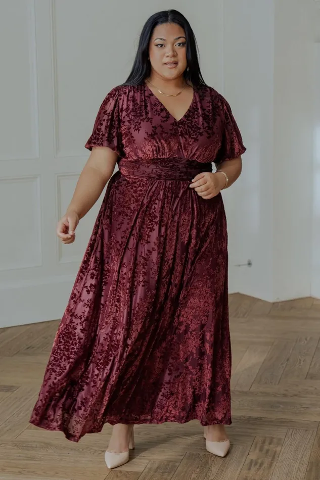 Women Wedding Guest Baltic Born Leslie Velvet Maxi Dress Mulberry