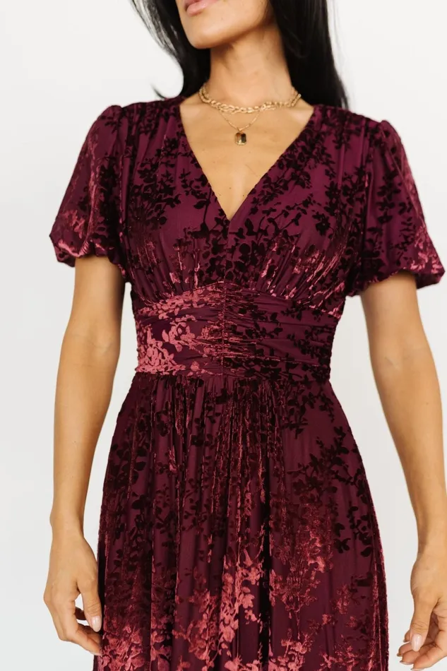 Women Wedding Guest Baltic Born Leslie Velvet Maxi Dress Mulberry