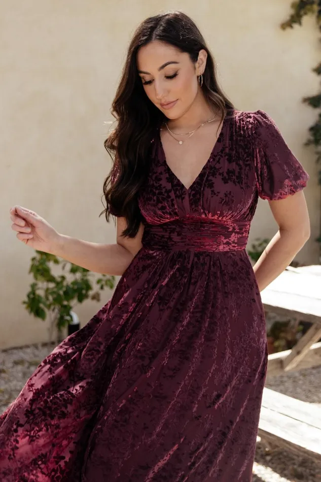 Women Wedding Guest Baltic Born Leslie Velvet Maxi Dress Mulberry