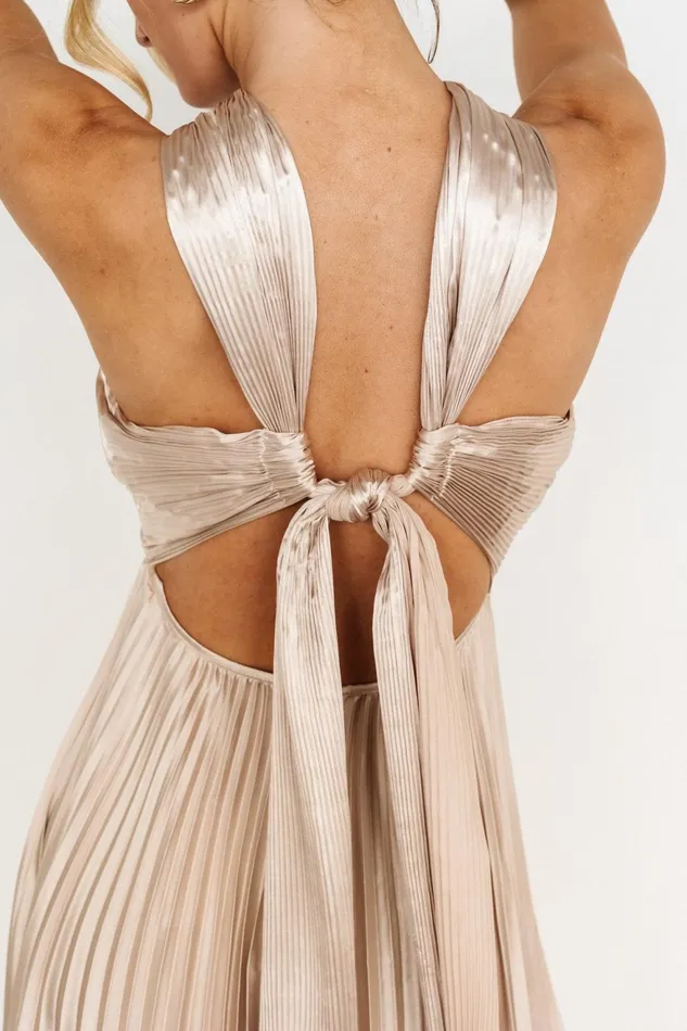 Women Wedding Guest Baltic Born Sandra Pleated Maxi Dress Champagne