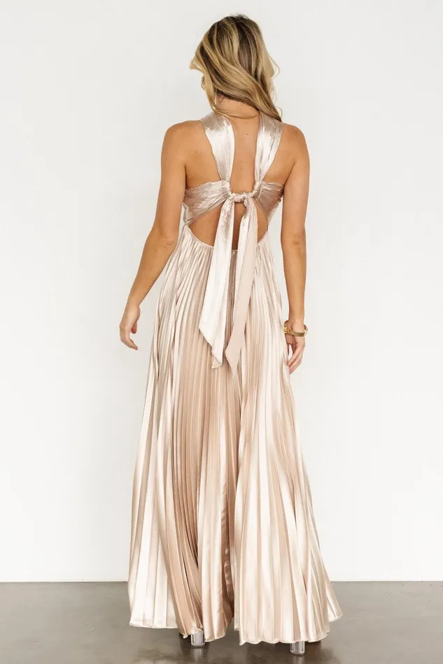 Women Wedding Guest Baltic Born Sandra Pleated Maxi Dress Champagne