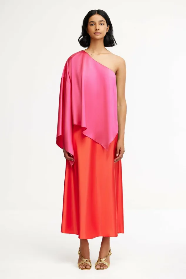 Women WESTACRE MIDI DRESS Chilli With Fuschia Acler Midi Dresses