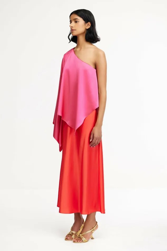 Women WESTACRE MIDI DRESS Chilli With Fuschia Acler Midi Dresses