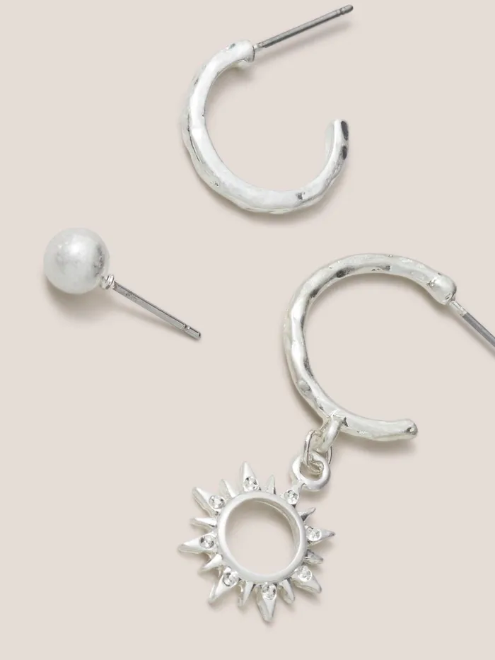 Women White Stuff Accessories 3 Pack Sun Gem Earrings Women White Stuff Accessories 3 Pack Sun Gem Earrings