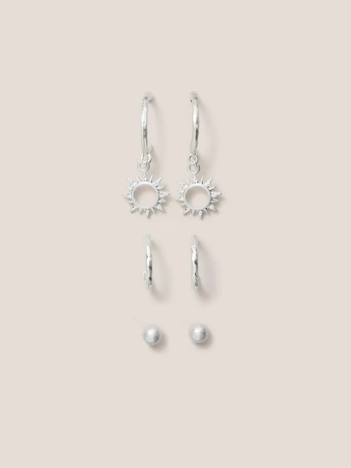 Women White Stuff Accessories 3 Pack Sun Gem Earrings Women White Stuff Accessories 3 Pack Sun Gem Earrings