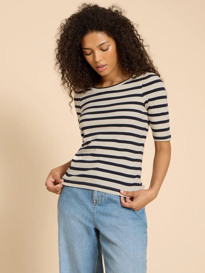 Women White Stuff Clothing STRIPE PUFF SLEEVE