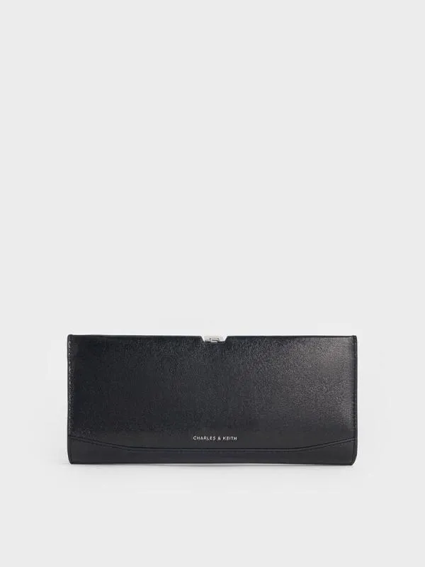 Women Wisteria Patent MetallicAccent Clutch 8211 Noir CHARLES and KEITH Clutches