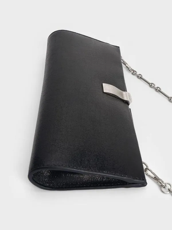 Women Wisteria Patent MetallicAccent Clutch 8211 Noir CHARLES and KEITH Clutches
