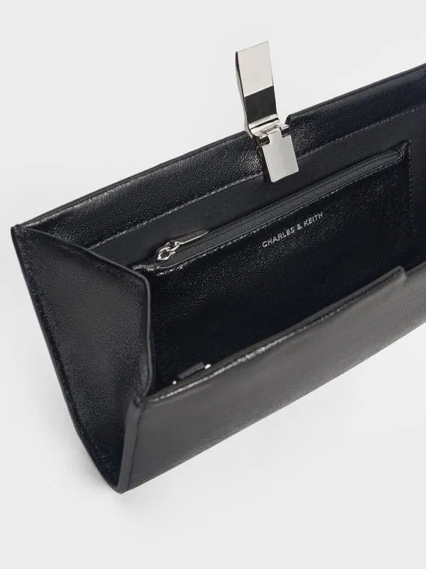 Women Wisteria Patent MetallicAccent Clutch 8211 Noir CHARLES and KEITH Clutches