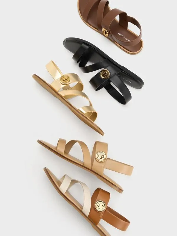 Women Yara Turn Lock Strappy Sandals 8211 Caramel CHARLES and KEITH Sandals