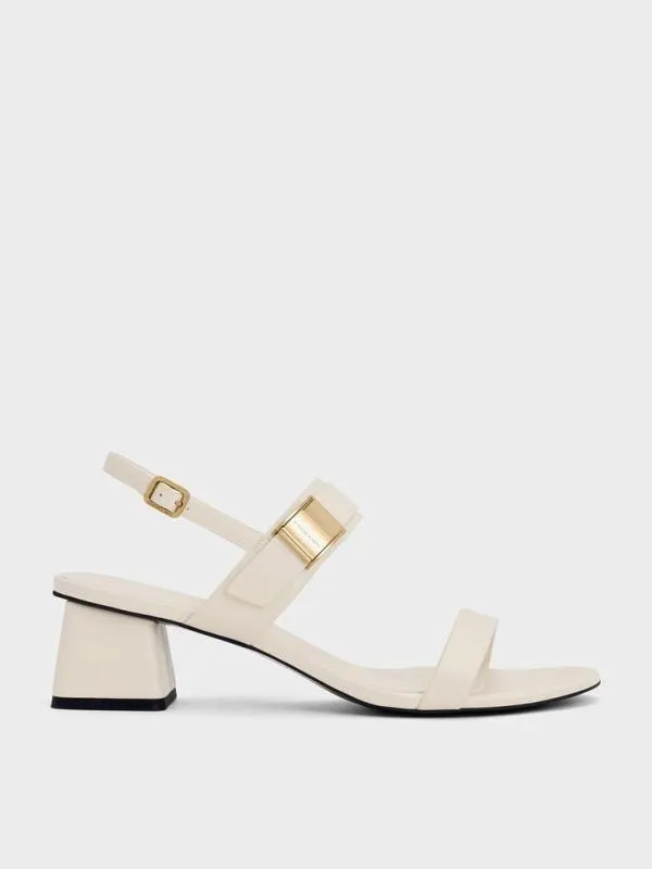 Women Yvette DoubleStrap Heeled Sandals 8211 Chalk CHARLES and KEITH Heels