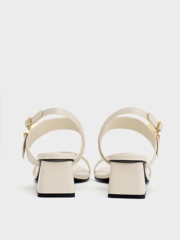 Women Yvette DoubleStrap Heeled Sandals 8211 Chalk CHARLES and KEITH Heels