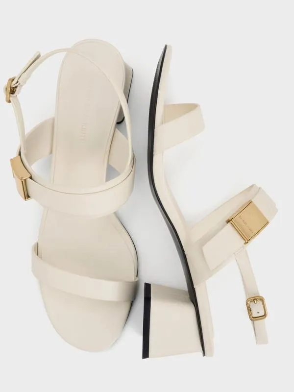 Women Yvette DoubleStrap Heeled Sandals 8211 Chalk CHARLES and KEITH Heels