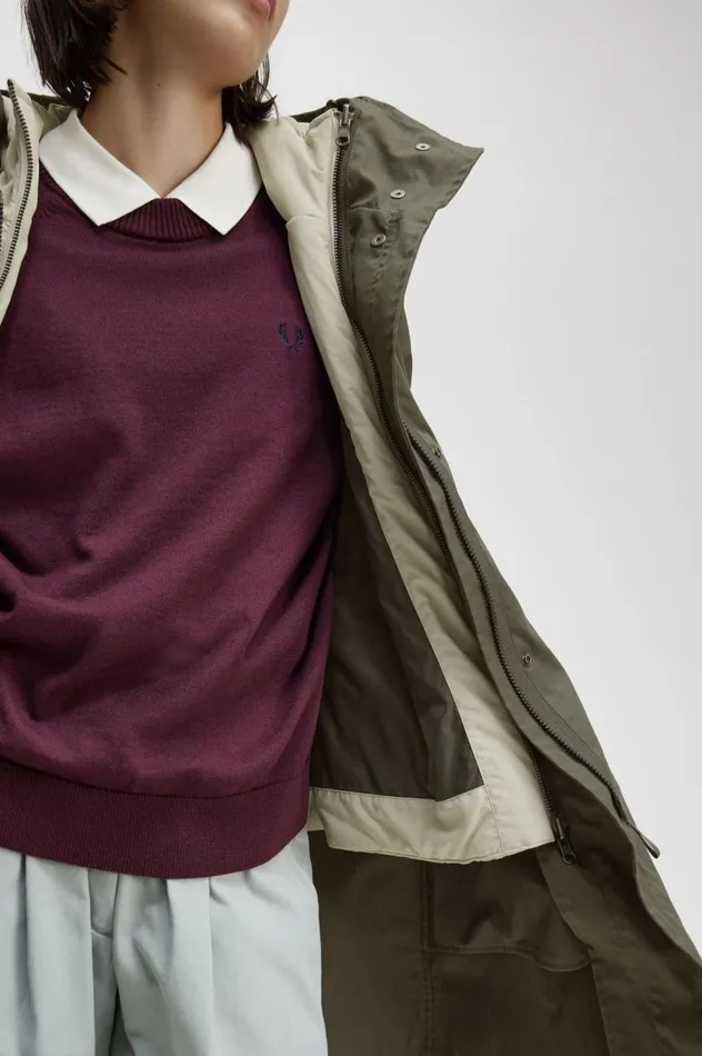 Women ZipIn Liner Parka Field Green Fred Perry Coats and Jackets