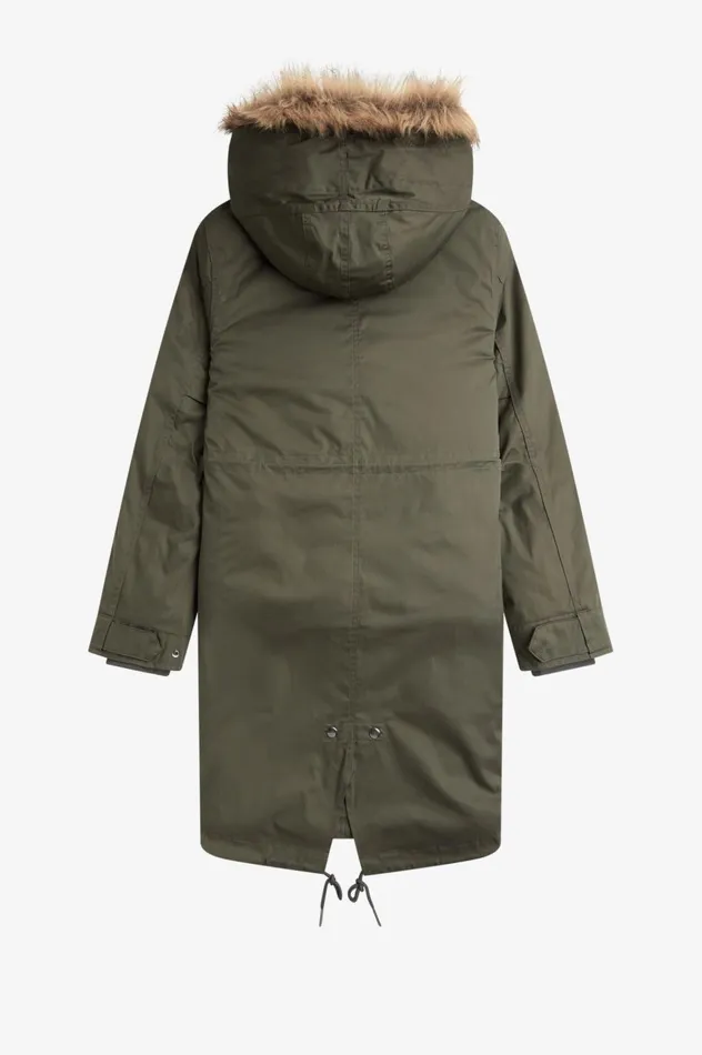 Women ZipIn Liner Parka Field Green Fred Perry Coats and Jackets