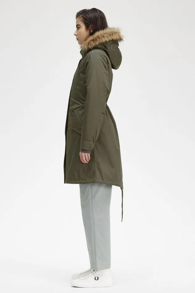 Women ZipIn Liner Parka Field Green Fred Perry Coats and Jackets