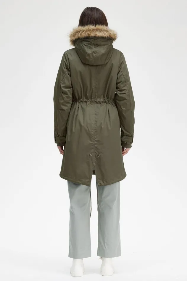 Women ZipIn Liner Parka Field Green Fred Perry Coats and Jackets