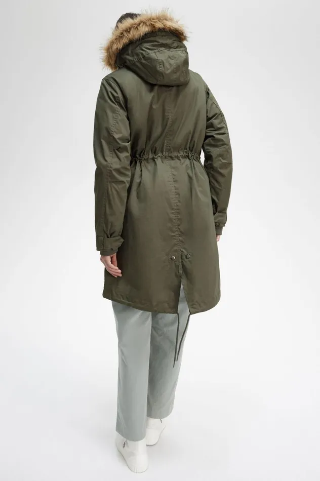 Women ZipIn Liner Parka Field Green Fred Perry Coats and Jackets