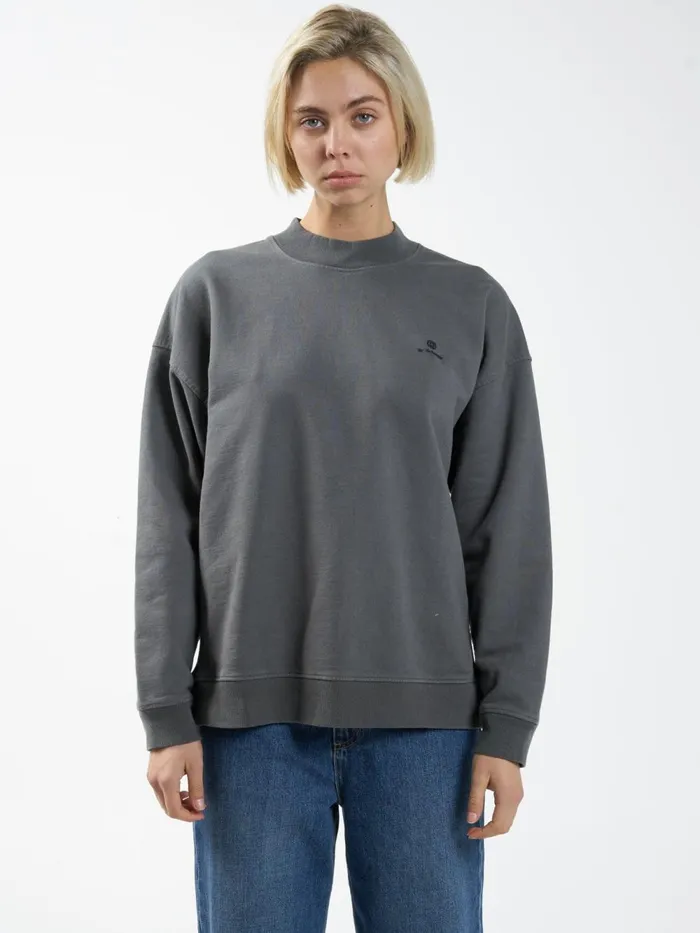Womens Arts And Industrial Oversize Crew Merch Black Thrills Sweaters and Fleece